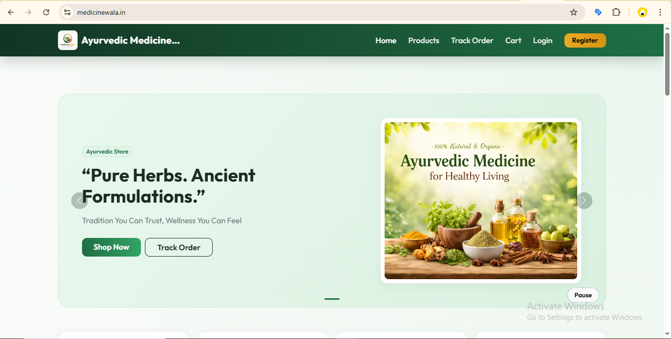 Ayurvedic E-Commerce Dynamic Website with Admin (PHP Laravel with MySQL)