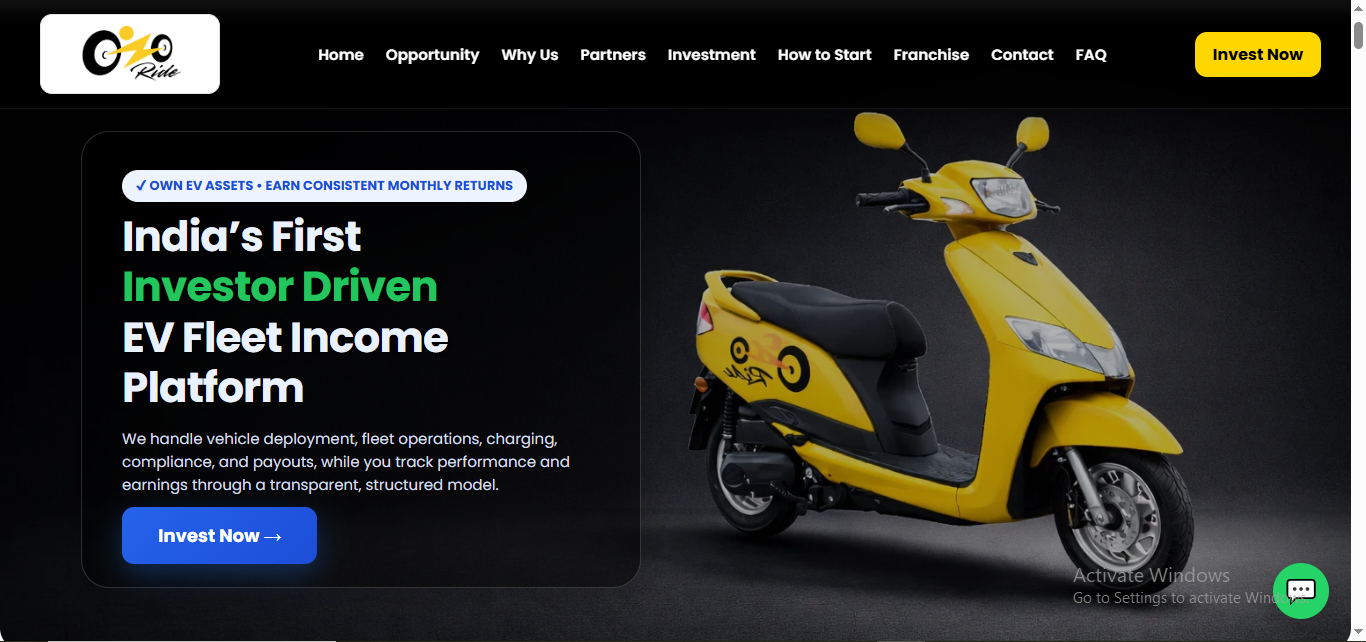 Ozo Ride Investment Platform – Dynamic Laravel Website with Investor Calculator & Admin Dashboard